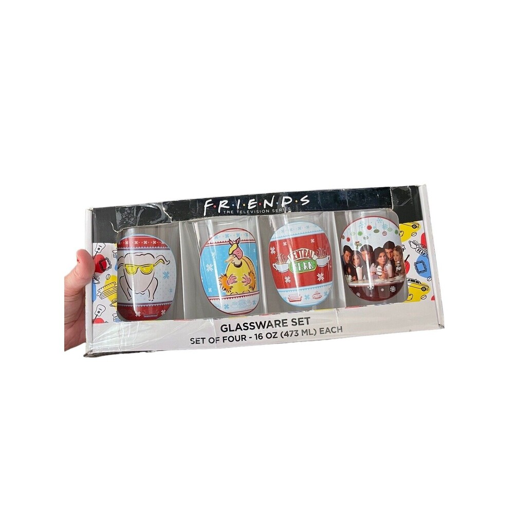 Friends Christmas Pint Glasses Set Collectibles 16oz Glassware NEW (Box Damage)